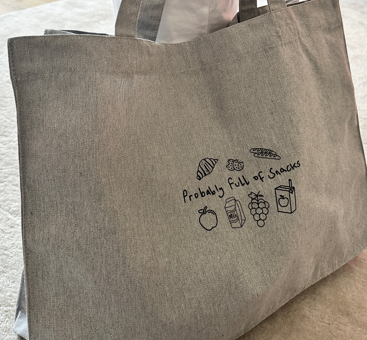 Grey snack tote bag