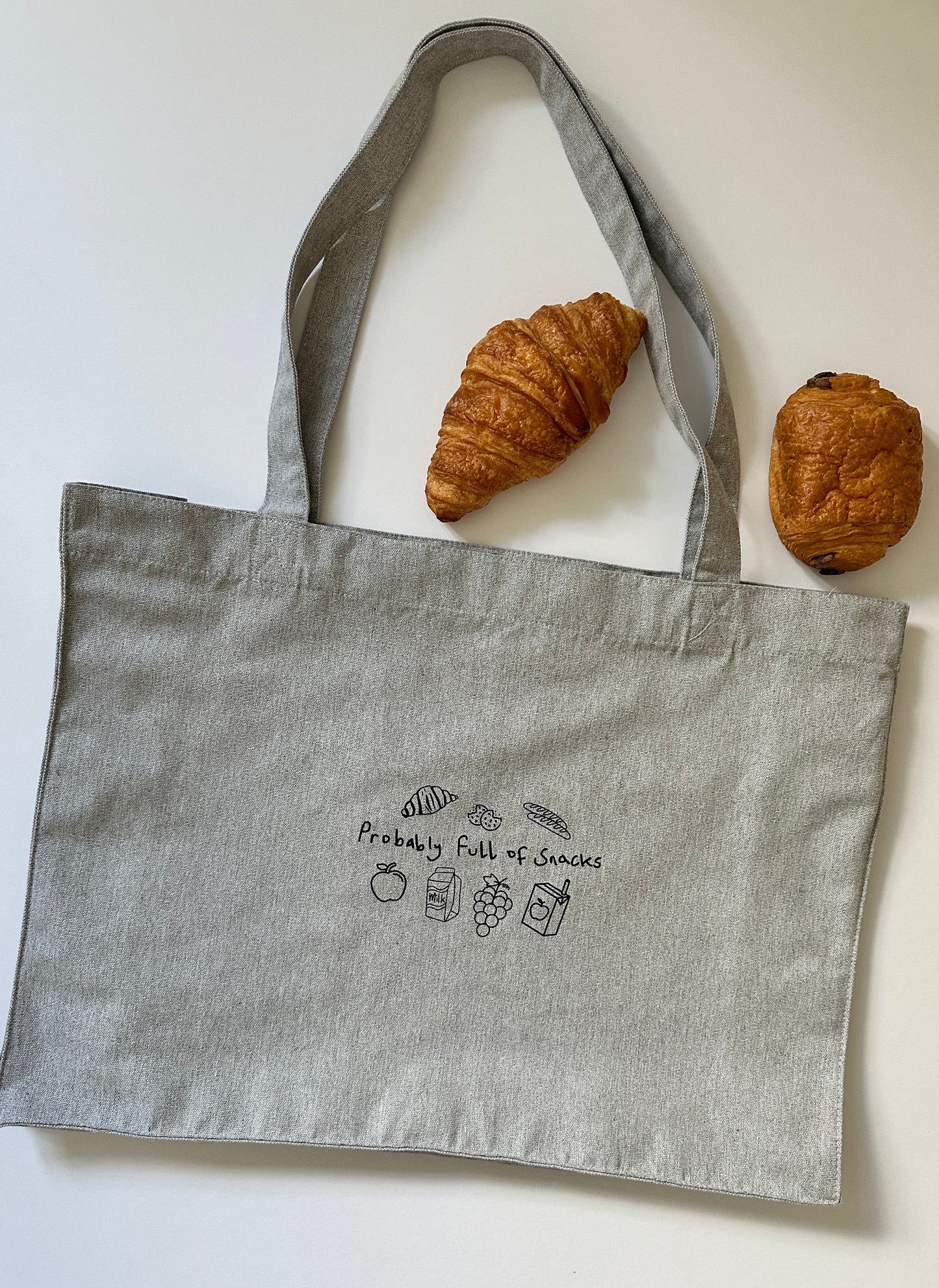 Grey snack tote bag