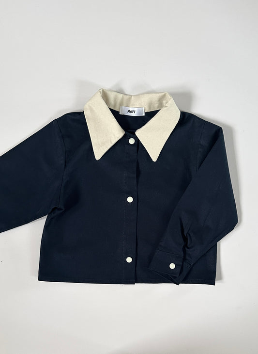 Navy contrast collar shirt
