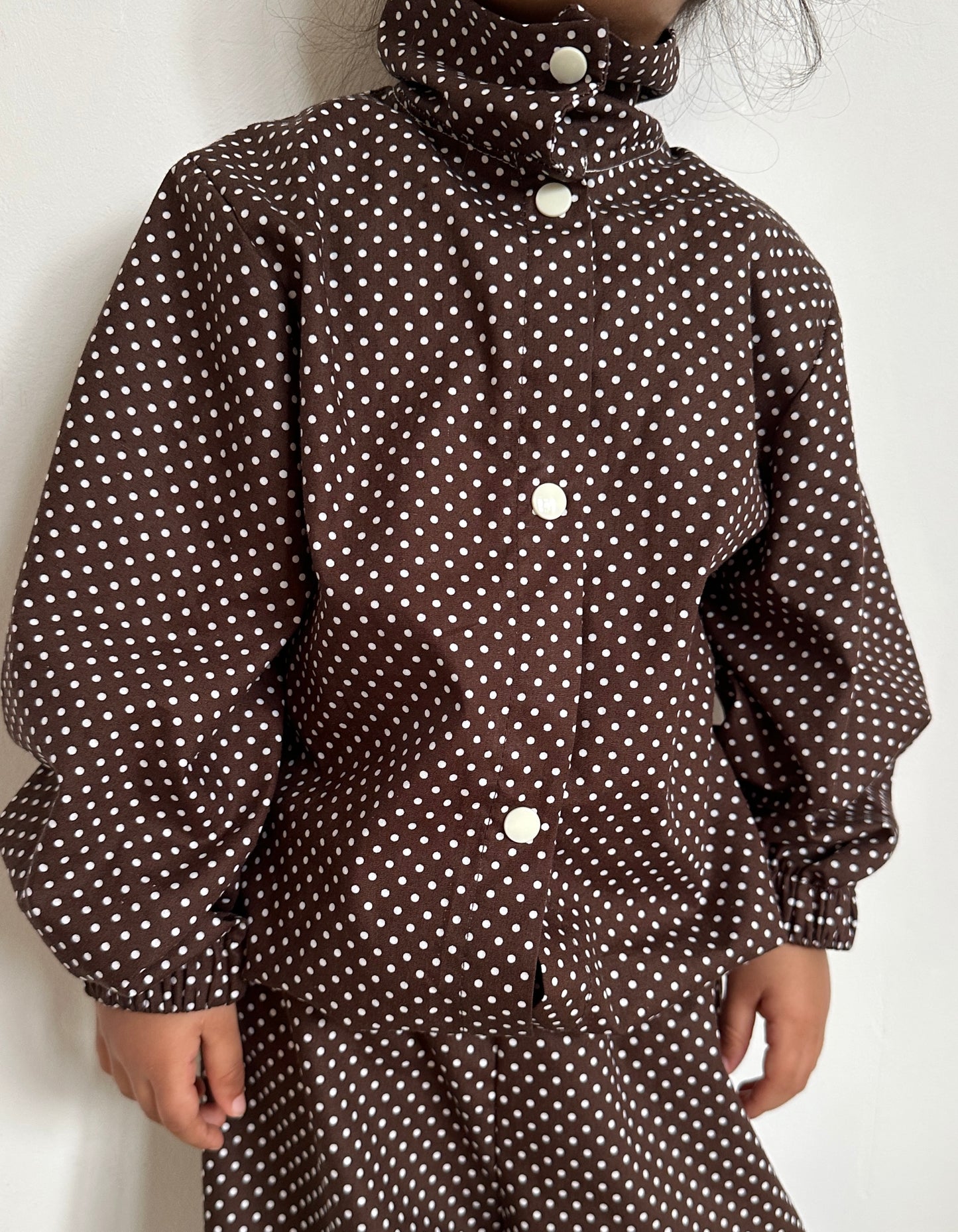 Brown polka dot bomber