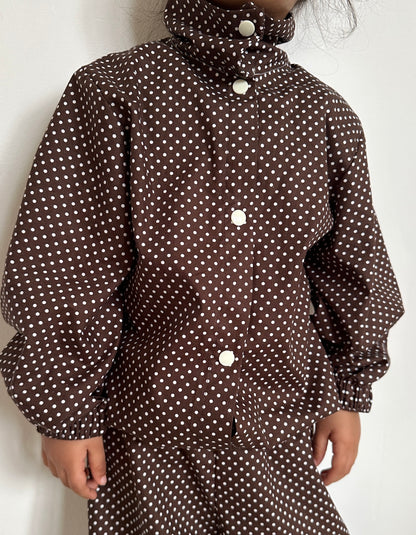Brown polka dot bomber