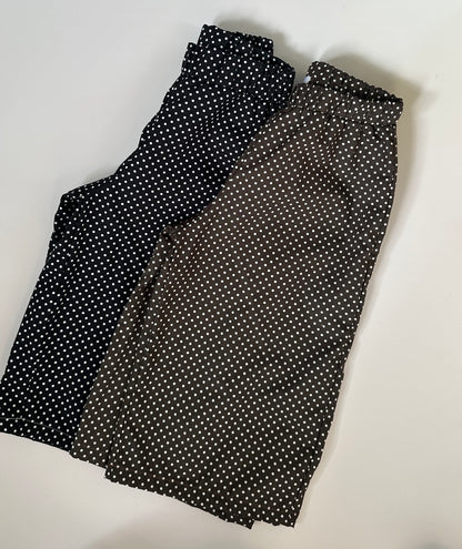 Black polka dot trousers