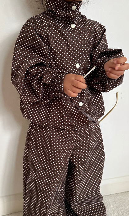 Brown polka dot bomber