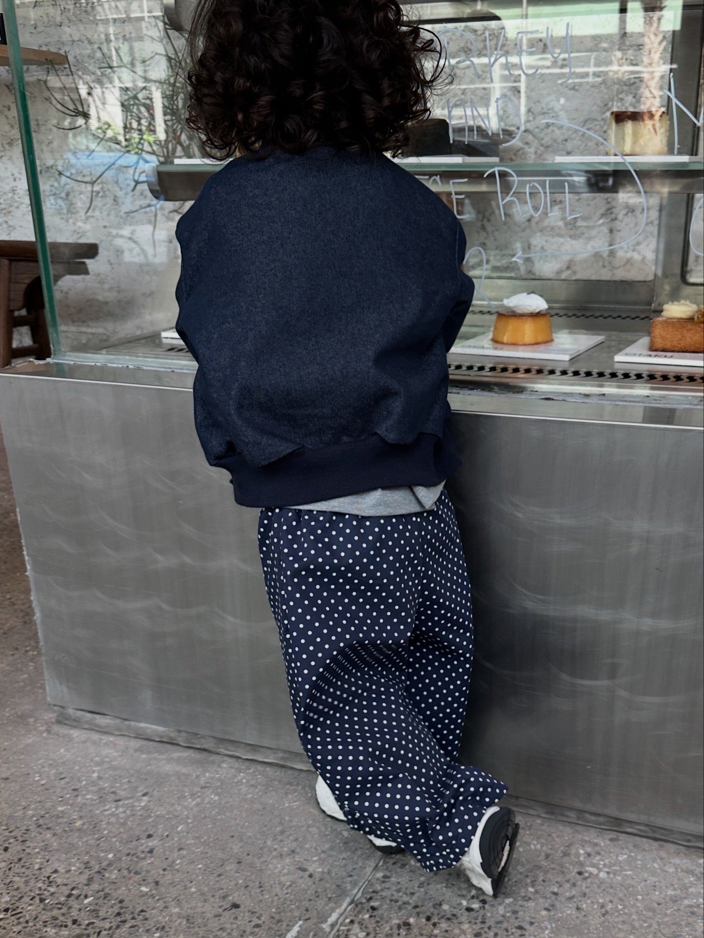 Navy polko dot trousers