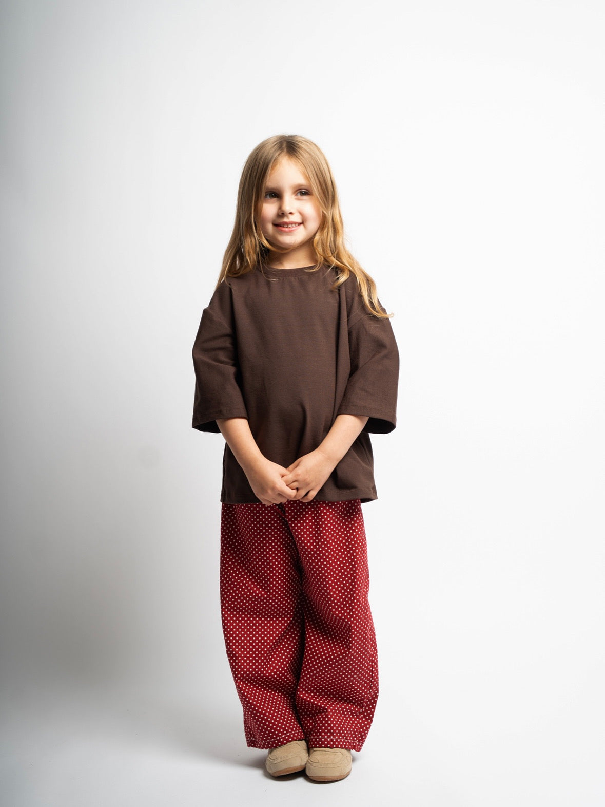 Burgundy polko dot trousers