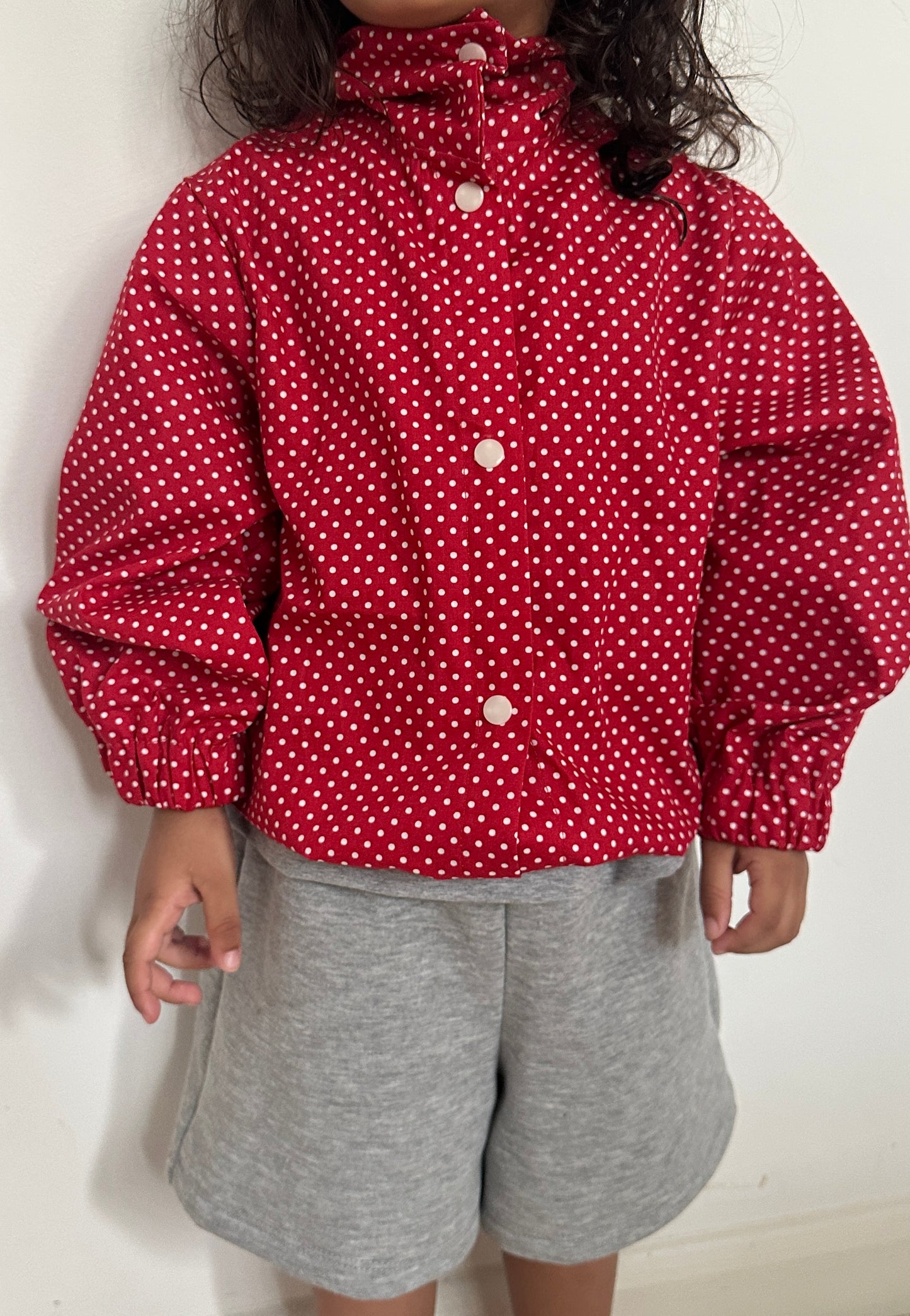 Red polka dot bomber